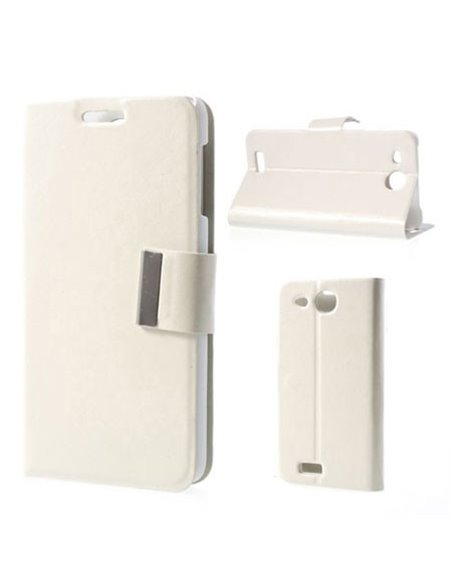 CUSTODIA FLIP ORIZZONTALE BOOK SLIM per ALCATEL ONE TOUCH 6033 IDOL ULTRA CON STAND E TASCHE PORTA CARTE COLORE BIANCO