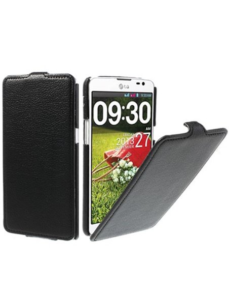 CUSTODIA FLIP VERTICALE ULTRA SLIM PELLE per LG G PRO LITE D680, D682TR, G PRO LITE DUAL D686 COLORE NERO