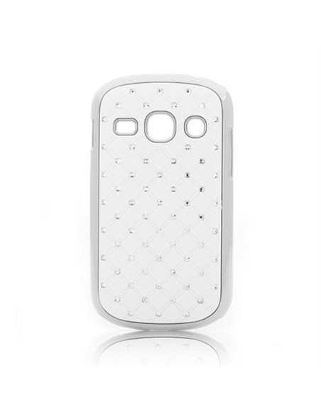 CUSTODIA BACK RIGIDA CON BRILLANTINI per SAMSUNG S6810 GALAXY FAME, S6812 GALAXY FAME DUOS COLORE BIANCO