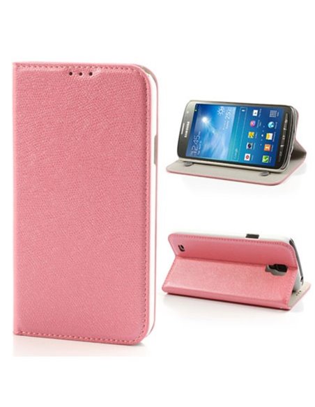 CUSTODIA FLIP ORIZZONTALE PELLE per SAMSUNG I9295 GALAXY S4 ACTIVE CON STAND E CHIUSURA A VENTOSA COLORE ROSA