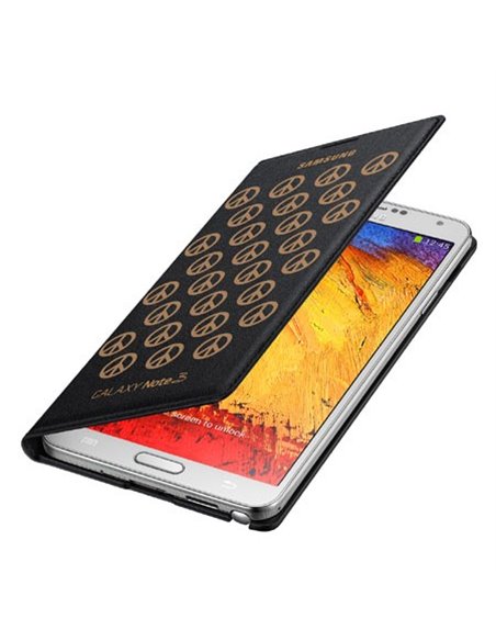 CUSTODIA FLIP COVER ORIGINALE SAMSUNG CON SIMBOLO DELLA PACE FIRMATO MOSCHINO per N9000 GALAXY NOTE 3 EF-EN900BGEGWW BLISTER