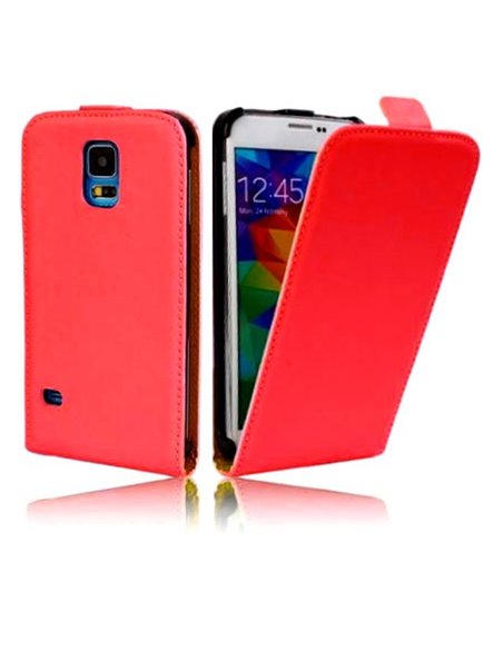 CUSTODIA FLIP VERTICALE SLIM SIMILPELLE per SAMSUNG G900F GALAXY S5, GALAXY S5 NEO G903F, GALAXY S5 PLUS COLORE ROSSO