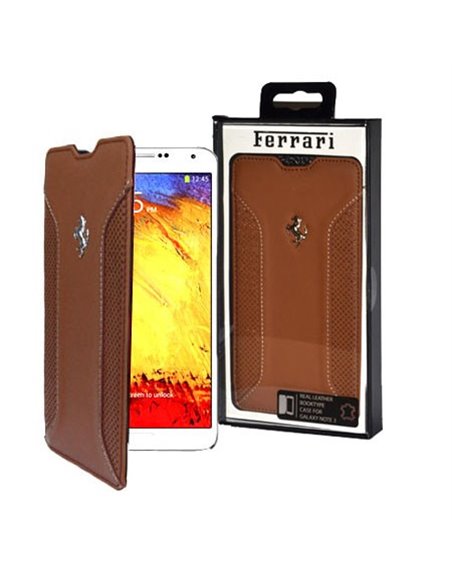 CUSTODIA FLIP ORIZZONTALE VERA PELLE FERRARI per SAMSUNG N9000 GALAXY NOTE 3 COLORE CAMMELLO FEF12FLBKGN3CA BLISTER