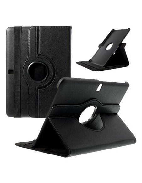 CUSTODIA BOOK PELLE GIREVOLE per SAMSUNG GALAXY TAB PRO 10.1, SM-T520, SM-T525 CON STAND E CHIUSURA AD ELASTICO COLORE NERO