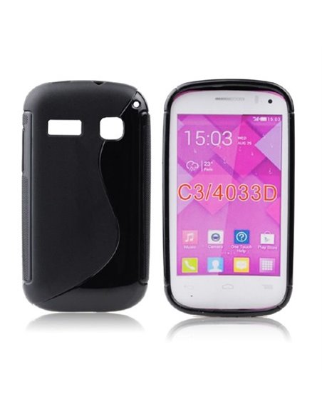 CUSTODIA GEL TPU SILICONE DOUBLE per ALCATEL ONE TOUCH POP C3, POP C2 COLORE NERO