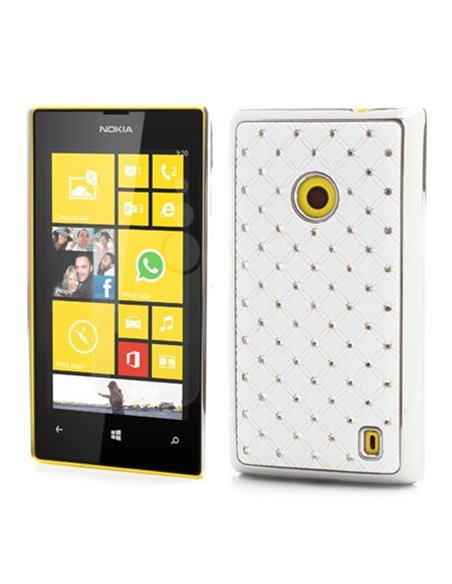 CUSTODIA BACK RIGIDA CON BRILLANTINI per NOKIA LUMIA 520, LUMIA 525 COLORE BIANCO