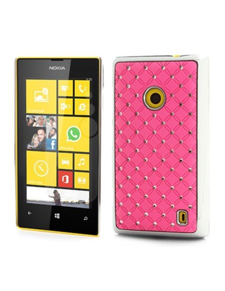 CUSTODIA BACK RIGIDA CON BRILLANTINI per NOKIA LUMIA 520, LUMIA 525 COLORE ROSA