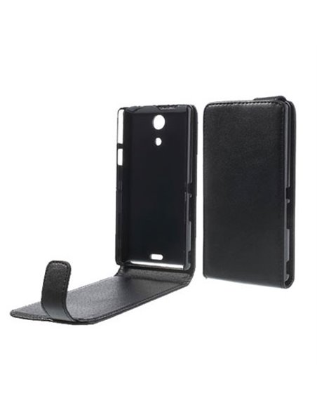 CUSTODIA FLIP VERTICALE PELLE per SONY XPERIA ZR, M36H, C5502, C5503, LTE, HSPA+ COLORE NERO