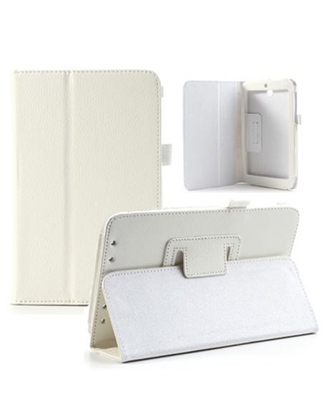 CUSTODIA BOOK ORIZZONTALE PELLE per ASUS MeMO PAD HD 7, ME173, ME173X 7' POLLICI CON STAND E PORTA PENNA COLORE BIANCO