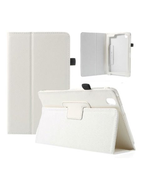 CUSTODIA BOOK ORIZZONTALE PELLE per SAMSUNG GALAXY TAB PRO 8.4, SM-T320, SM-T321, SM-T325 CON STAND E PORTA PENNA BIANCO