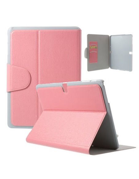 CUSTODIA BOOK ORIZZONTALE per SAMSUNG GALAXY TAB PRO 10.1, SM-T520, SM-T525 CON STAND E TASCHE PORTA CARTE COLORE ROSA