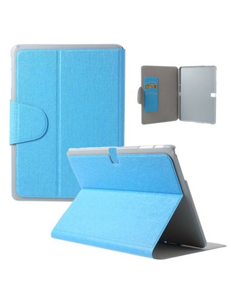 CUSTODIA BOOK ORIZZONTALE per SAMSUNG GALAXY TAB PRO 10.1, SM-T520, SM-T525 CON STAND E TASCHE PORTA CARTE COLORE AZZURRO