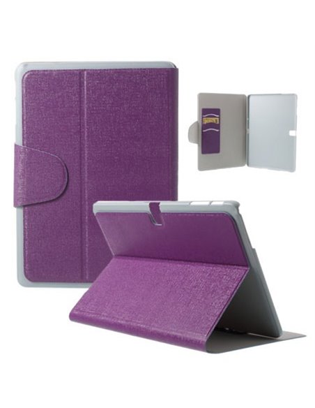 CUSTODIA BOOK ORIZZONTALE per SAMSUNG GALAXY TAB PRO 10.1, SM-T520, SM-T525 CON STAND E TASCHE PORTA CARTE COLORE VIOLA