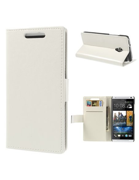 CUSTODIA FLIP ORIZZONTALE BOOK SLIM per HTC DESIRE 700 CON STAND E TASCHE PORTA CARTE COLORE BIANCO