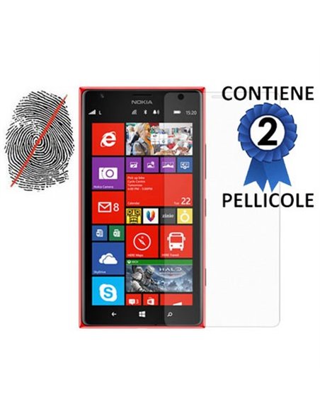 PELLICOLA PROTEGGI DISPLAY ANTI IMPRONTA per NOKIA LUMIA 1520 CONFEZIONE 2 PEZZI
