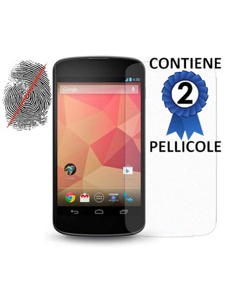 PELLICOLA per LG NEXUS 5 (D820) PROTEGGI DISPLAY ANTI IMPRONTA CONFEZIONE 2 PEZZI