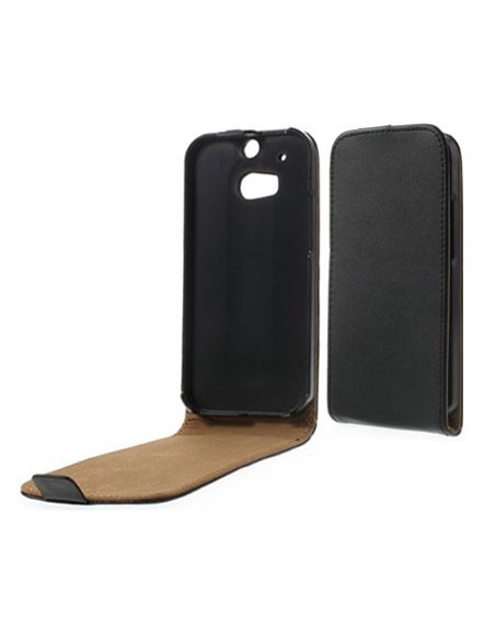 CUSTODIA FLIP VERTICALE SLIM PELLE per HTC ONE 2 ( M8 ), ONE M8s COLORE NERO