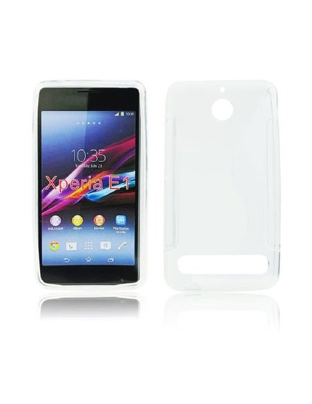 CUSTODIA GEL TPU SILICONE DOUBLE per SONY XPERIA E1, D2004, D2005 COLORE BIANCO-TRASPARENTE