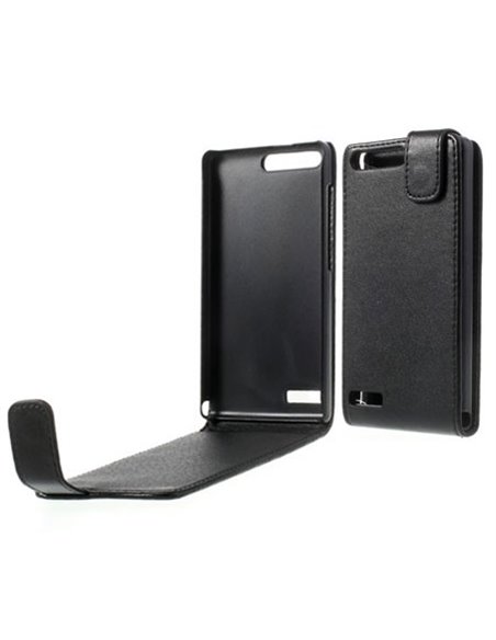 CUSTODIA FLIP VERTICALE PELLE per HUAWEI ASCEND G6 COLORE NERO (NO G6 4G)