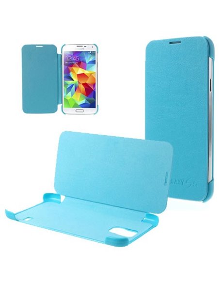 CUSTODIA FLIP ORIZZONTALE per SAMSUNG G900F GALAXY S5, GALAXY S5 NEO G903F, GALAXY S5 PLUS COLORE AZZURRO (NO RIMOZIONE COVER)