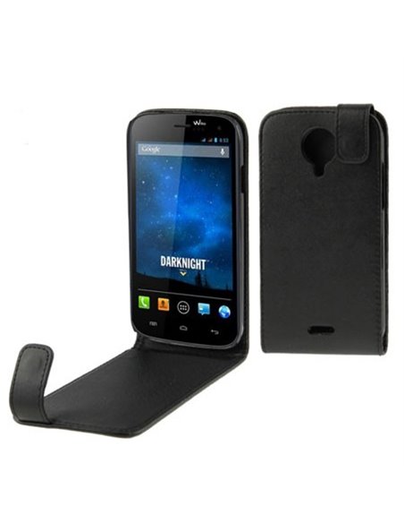 CUSTODIA FLIP VERTICALE PELLE per WIKO DARKNIGHT COLORE NERO