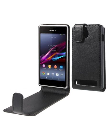 CUSTODIA FLIP VERTICALE PELLE per SONY XPERIA E1 D2004, D2005 COLORE NERO