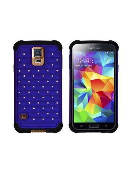 CUSTODIA BACK RIGIDA CON BRILLANTINI per SAMSUNG G900F GALAXY S5, GALAXY S5 NEO G903F, GALAXY S5 PLUS COLORE BLU