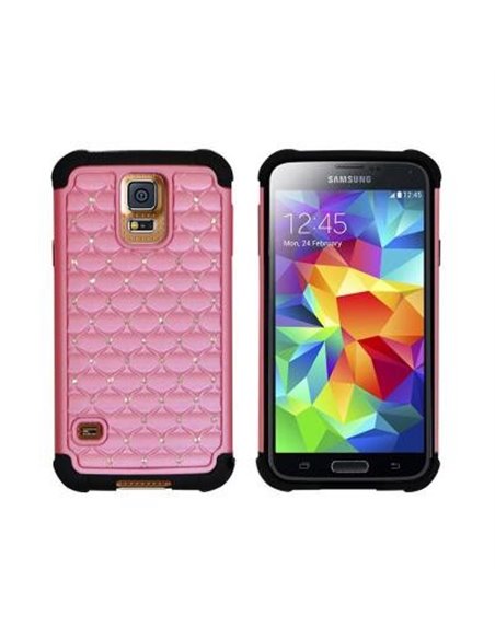 CUSTODIA BACK RIGIDA CON BRILLANTINI per SAMSUNG G900F GALAXY S5, GALAXY S5 NEO G903F, GALAXY S5 PLUS COLORE ROSA