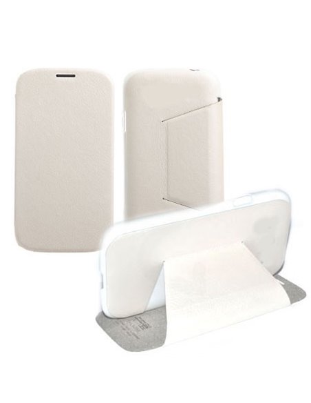 CUSTODIA FLIP ORIZZONTALE PELLE per HTC ONE 2 ( M8 ), ONE M8s CON STAND COLORE BIANCO BLISTER SWIFT