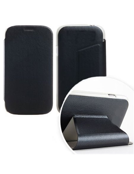 CUSTODIA FLIP ORIZZONTALE PELLE per HTC ONE 2 ( M8 ), ONE M8s CON STAND COLORE NERO BLISTER SWIFT