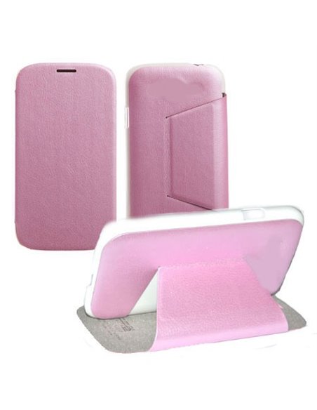 CUSTODIA FLIP ORIZZONTALE PELLE per SAMSUNG N7500 GALAXY NOTE 3 NEO CON STAND COLORE ROSA BLISTER SWIFT