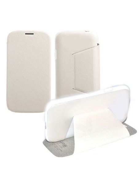 CUSTODIA FLIP ORIZZONTALE PELLE per LG G FLEX, D955 CON STAND COLORE BIANCO BLISTER SWIFT