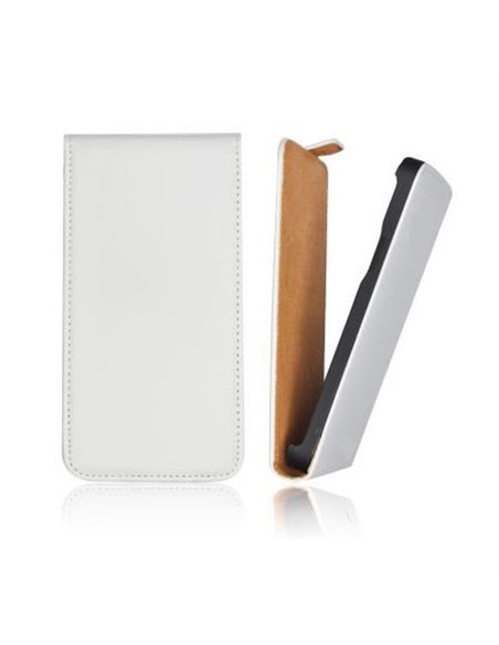 CUSTODIA FLIP VERTICALE SLIM PELLE per HUAWEI ASCEND G740, ORANGE YUMO COLORE BIANCO