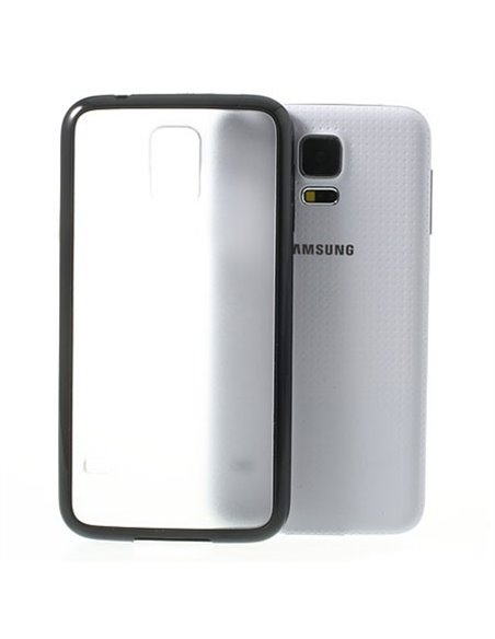 CUSTODIA BACK RIGIDA per SAMSUNG G900F GALAXY S5, GALAXY S5 NEO G903F, GALAXY S5 PLUS TRASPARENTE CON CORNICE COLORE NERO