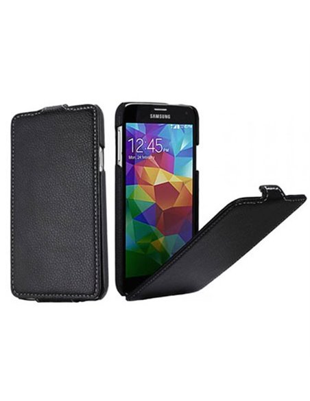 CUSTODIA FLIP VERTICALE ULTRA SLIM SIMILPELLE per SAMSUNG G900F GALAXY S5, GALAXY S5 NEO G903F COLORE NERO