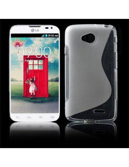 CUSTODIA GEL TPU SILICONE DOUBLE per LG L70 D320N, L70 DUAL SIM D325 COLORE BIANCO-TRASPARENTE