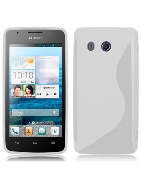 CUSTODIA GEL TPU SILICONE DOUBLE per HUAWEI ASCEND G525 COLORE BIANCO-TRASPARENTE