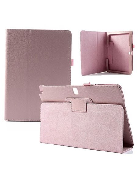 CUSTODIA BOOK ORIZZONTALE PELLE per SAMSUNG GALAXY NOTE 10.1' (2014 EDITION) CON STAND E PORTA PENNA ROSA