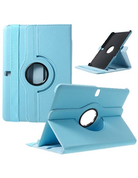 CUSTODIA BOOK PELLE GIREVOLE per SAMSUNG GALAXY TAB PRO 10.1, SM-T520, SM-T525 CON STAND E CHIUSURA ELASTICO COLORE AZZURRO