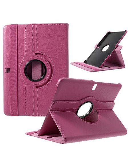 CUSTODIA BOOK PELLE GIREVOLE per SAMSUNG GALAXY TAB PRO 10.1, SM-T520, SM-T525 CON STAND E CHIUSURA ELASTICO COLORE FUCSIA