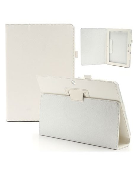 CUSTODIA BOOK ORIZZONTALE PELLE per ASUS MEMO PAD SMART 10 ME301T, PAD FHD 10 ME302C CON STAND E PORTA PENNA COLORE BIANCO