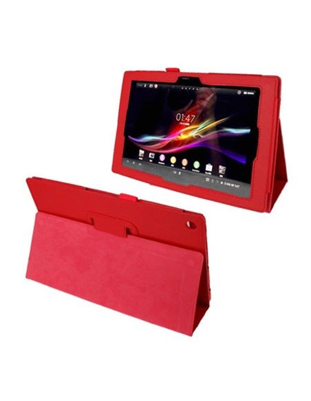 CUSTODIA BOOK PELLE per SONY XPERIA TABLET Z 10.1' POLLICI CON STAND E PORTA PENNA COLORE ROSSO