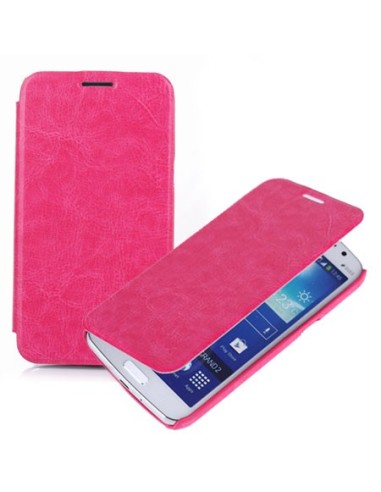 CUSTODIA FLIP ORIZZONTALE PELLE per SAMSUNG G7106 GALAXY GRAND 2, G7100, G7102, G7105 CON PORTA CARTE COLORE FUCSIA BLISTER ENLA