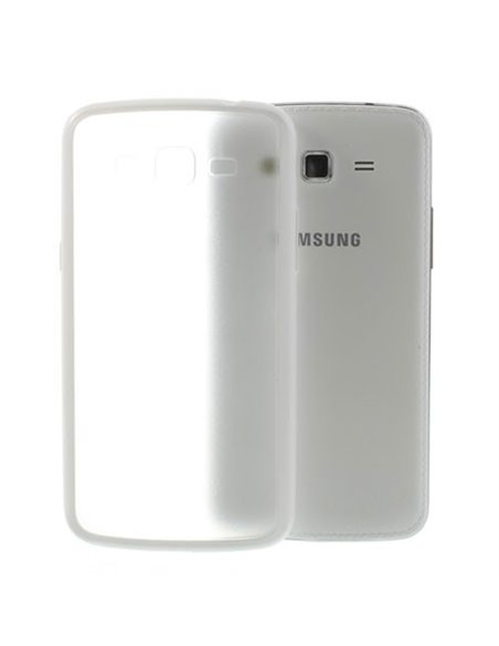 CUSTODIA BACK RIGIDA per SAMSUNG G7106 GALAXY GRAND 2, G7100, G7102, G7105 TRASPARENTE CON CORNICE COLORE BIANCO