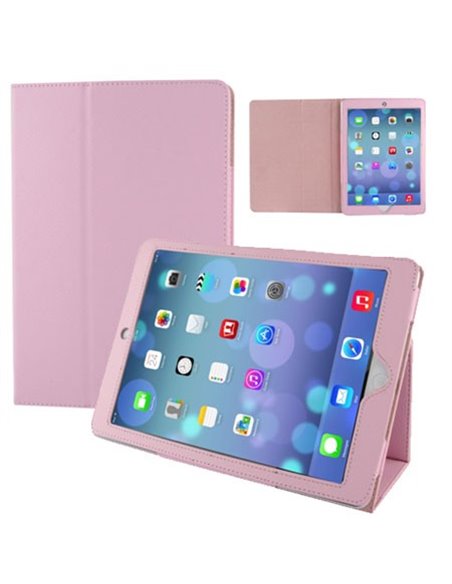 CUSTODIA BOOK ORIZZONTALE PELLE per APPLE IPAD AIR, IPAD 5 CON STAND COLORE ROSA