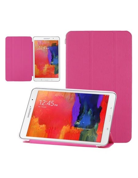 CUSTODIA FLIP ORIZZONTALE PELLE per SAMSUNG GALAXY TAB PRO 8.4 CON STAND FUCSIA RIGATO CON PARTE POSTERIORE RIGIDA TRASPARENTE