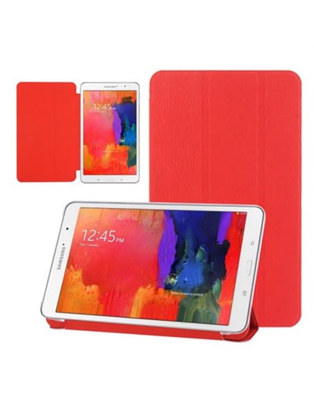 CUSTODIA FLIP ORIZZONTALE PELLE per SAMSUNG GALAXY TAB PRO 8.4 CON STAND ROSSO RIGATO CON PARTE POSTERIORE RIGIDA TRASPARENTE
