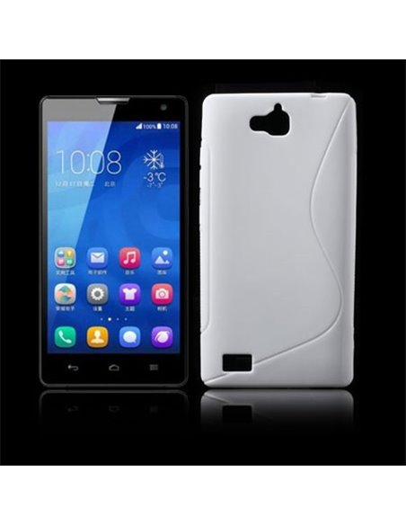 CUSTODIA GEL TPU SILICONE DOUBLE per HUAWEI HONOR 3C COLORE BIANCO