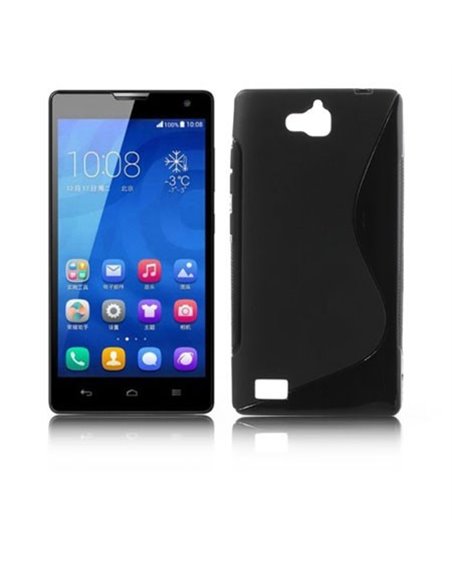 CUSTODIA GEL TPU SILICONE DOUBLE per HUAWEI HONOR 3C COLORE NERO