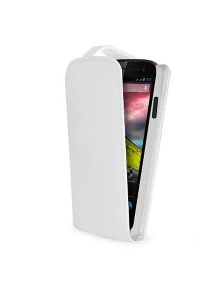 CUSTODIA FLIP VERTICALE PELLE per WIKO CINK FIVE COLORE BIANCO